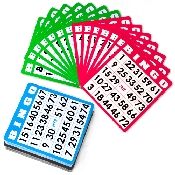 100 Pack of Bingo Cards (Four Different Colors), GBIN-204